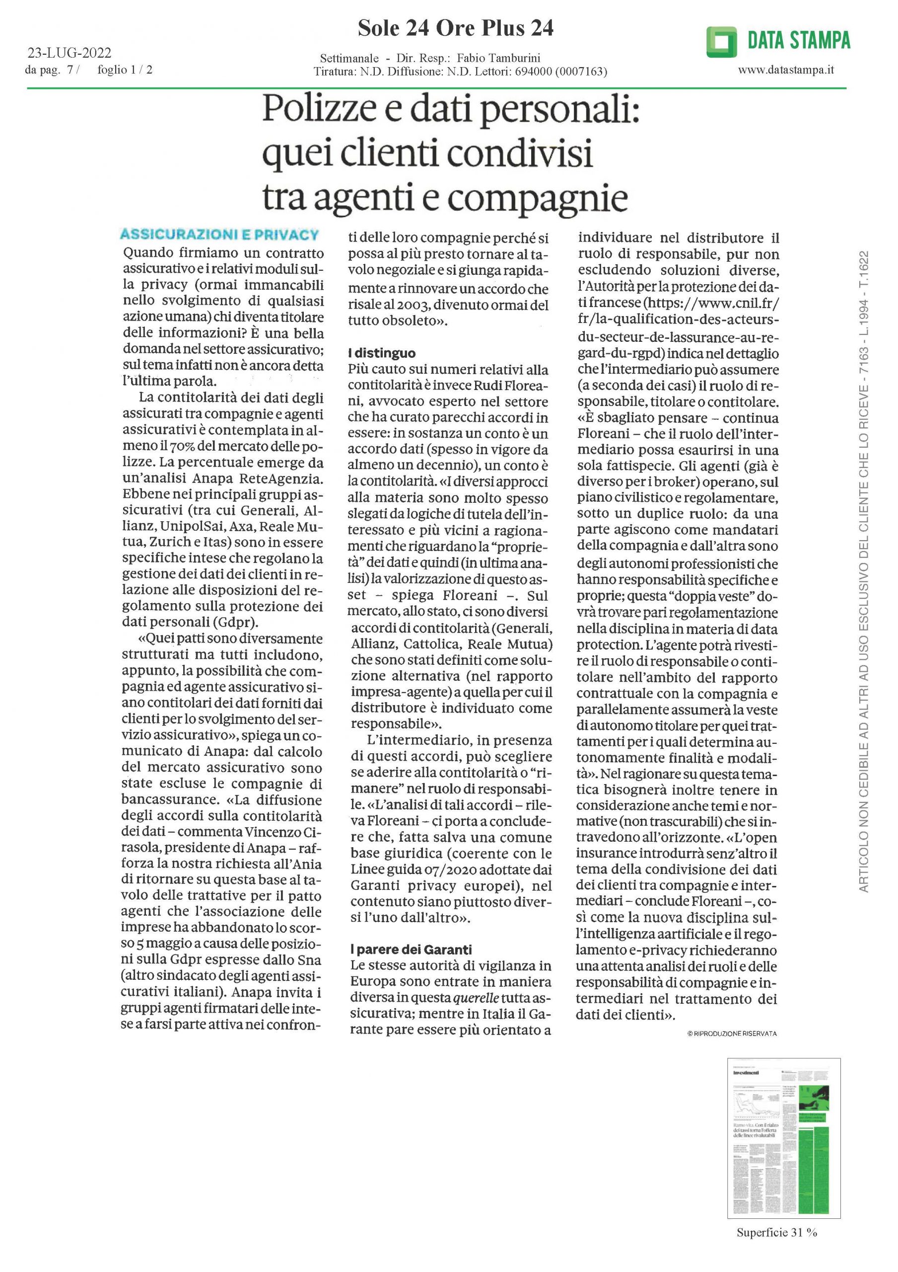 Sole_Plus_2307_Polizze e Dati Perrsonali